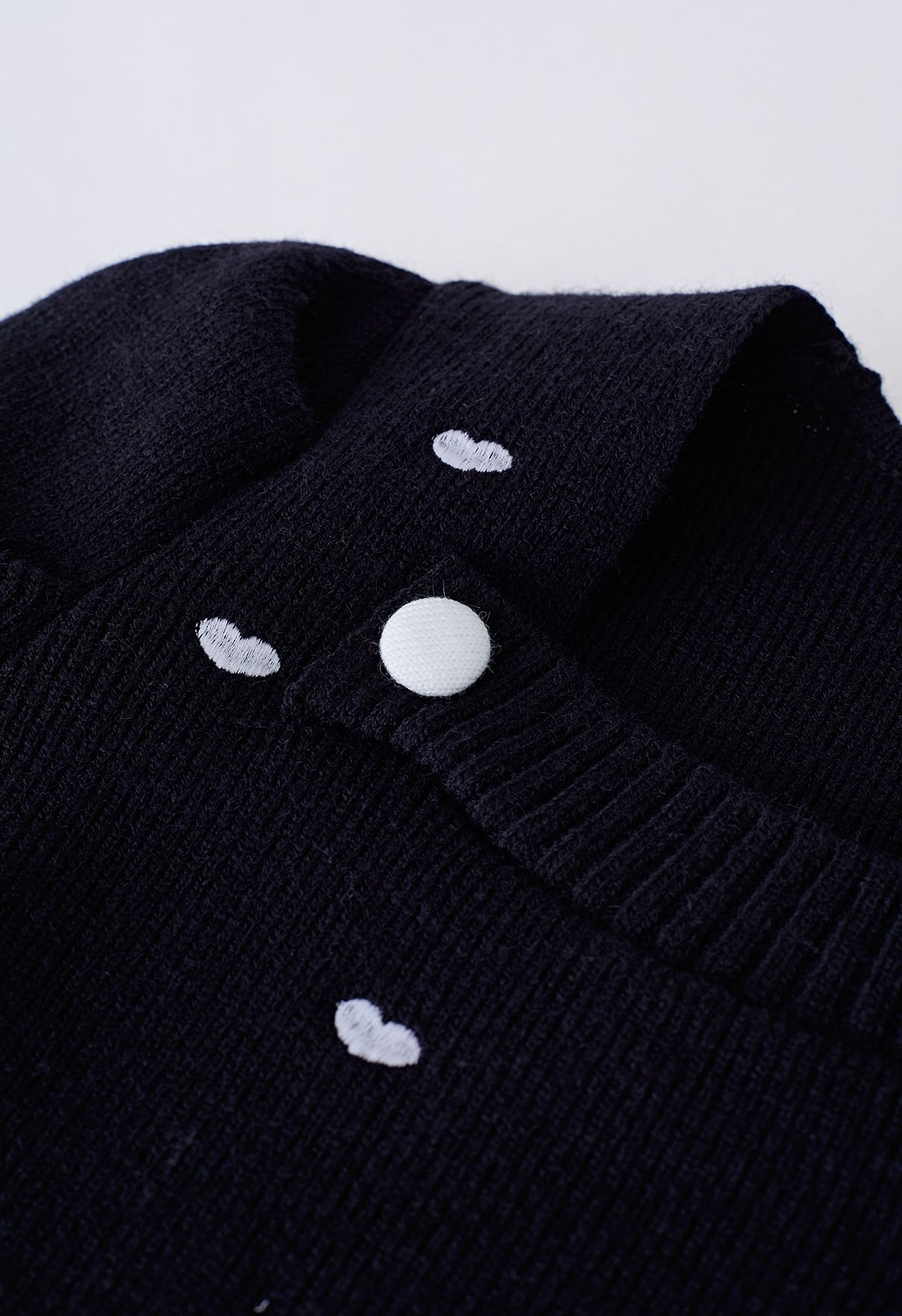 Full of Little Heart Square Neck Knit Sweater in Black