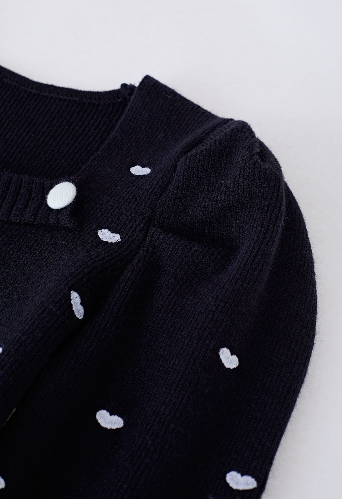 Full of Little Heart Square Neck Knit Sweater in Black