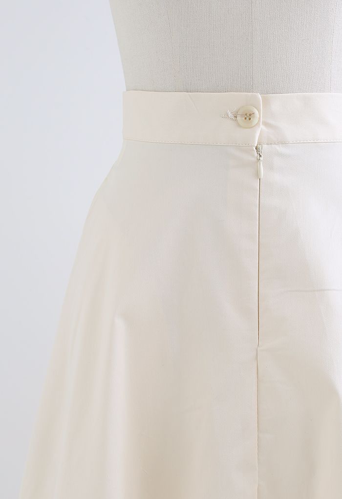 Simple A-Line Midi Skirt in Ivory
