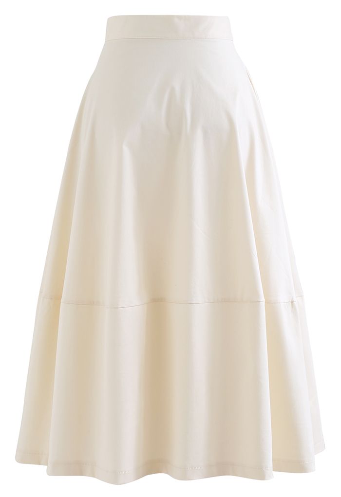 Simple A-Line Midi Skirt in Ivory