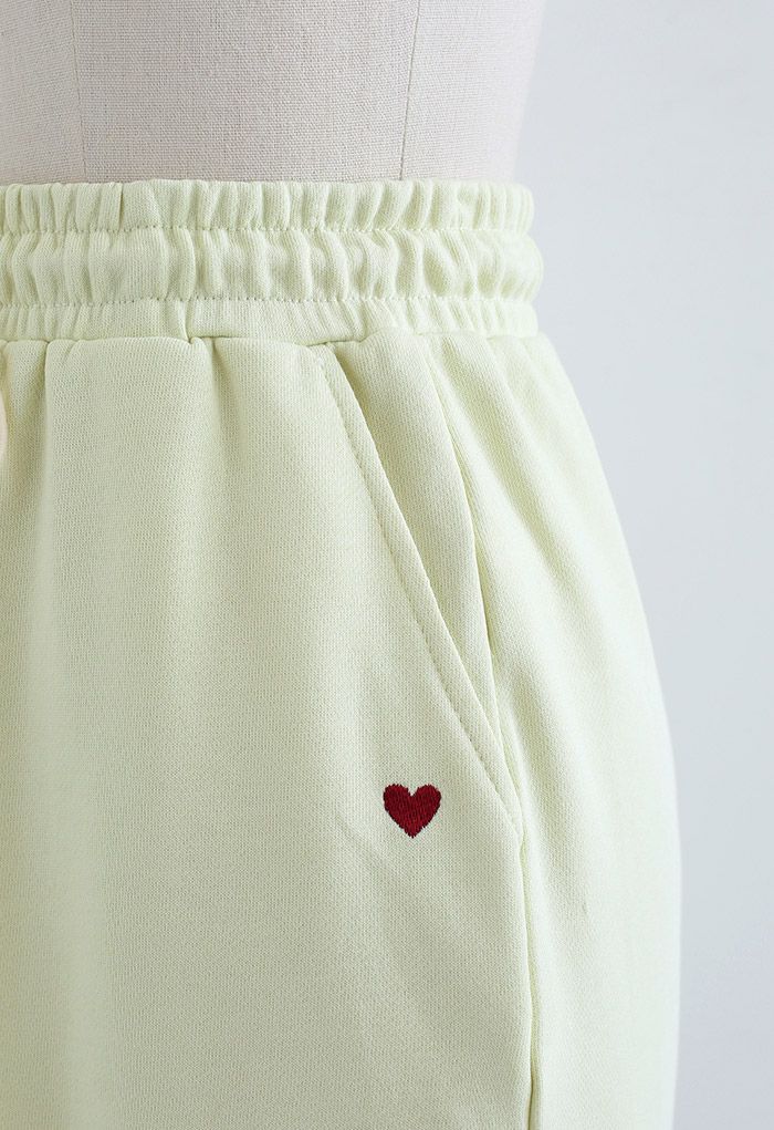 Mini Heart Drawstring Waist Skirt in Lime