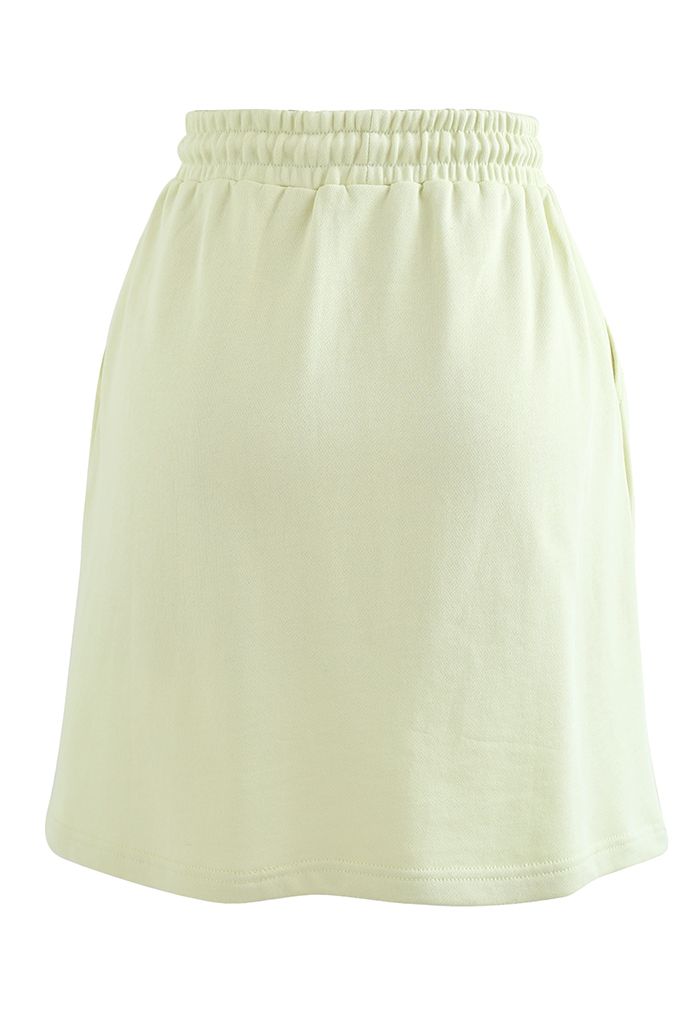 Mini Heart Drawstring Waist Skirt in Lime