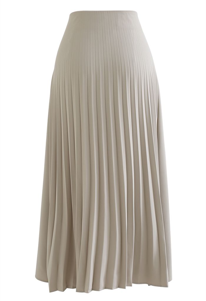 Back-to-Front Pleated A-Line Maxi Skirt in Sand