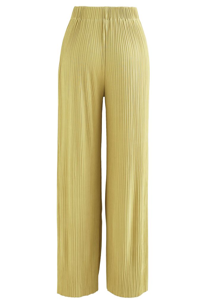 High-Waisted Ribbed Pants in Mustard