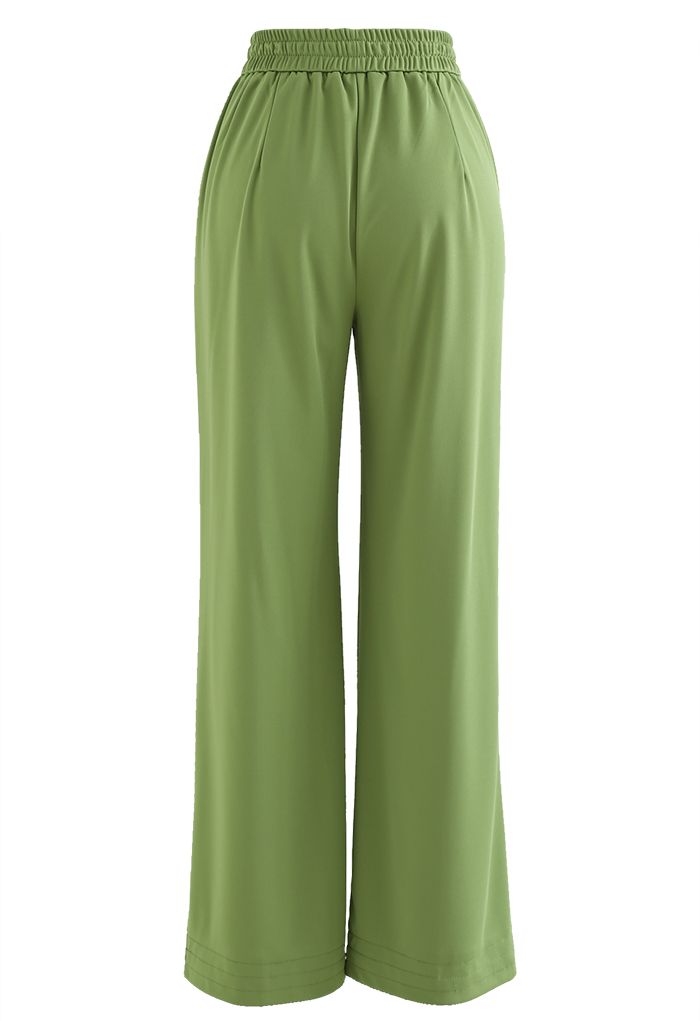 Casual Side Pocket Wide Leg Pants in Green