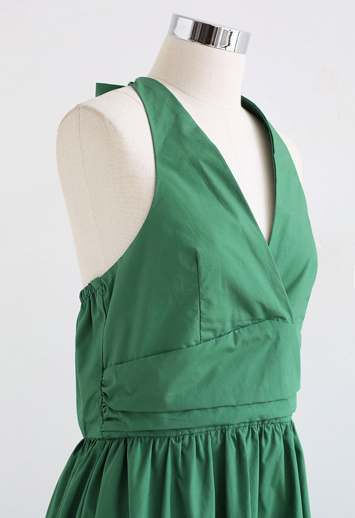 Minimalist Halter Neck Midi Dress in Green