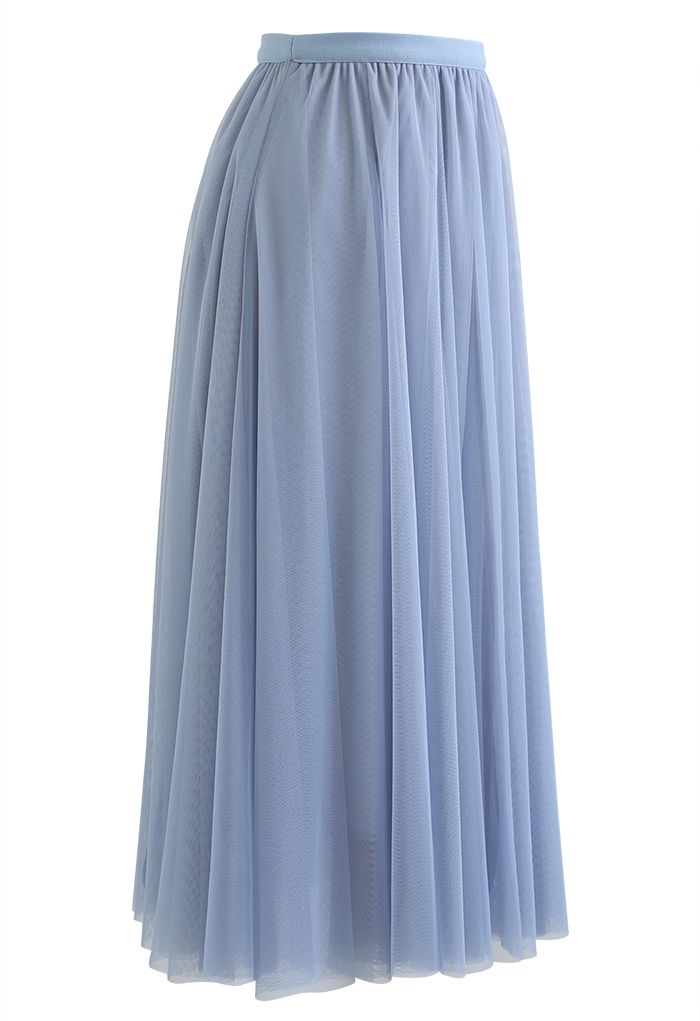 My Secret Garden Tulle Maxi Skirt in Blue