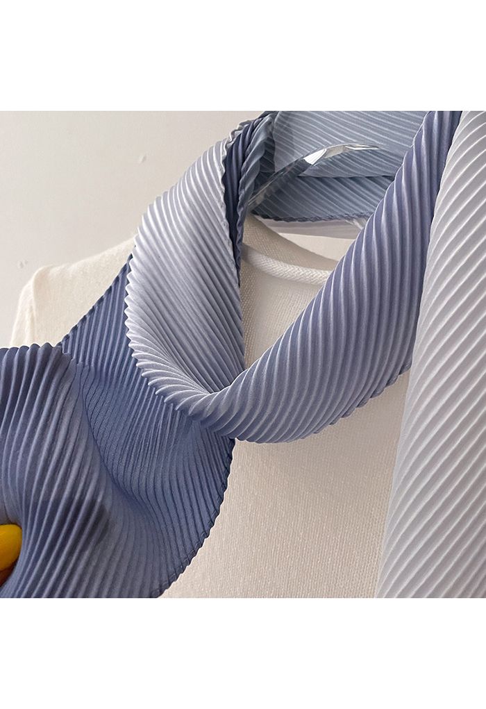 Silk Feeling Gradient Pleated Ribbon Scarf