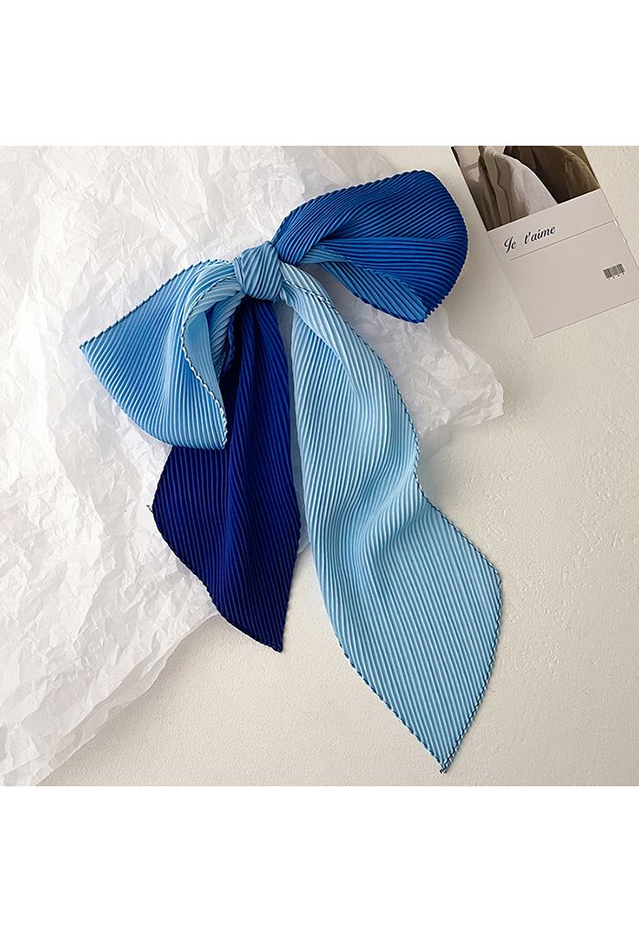 Silk Feeling Gradient Pleated Ribbon Scarf