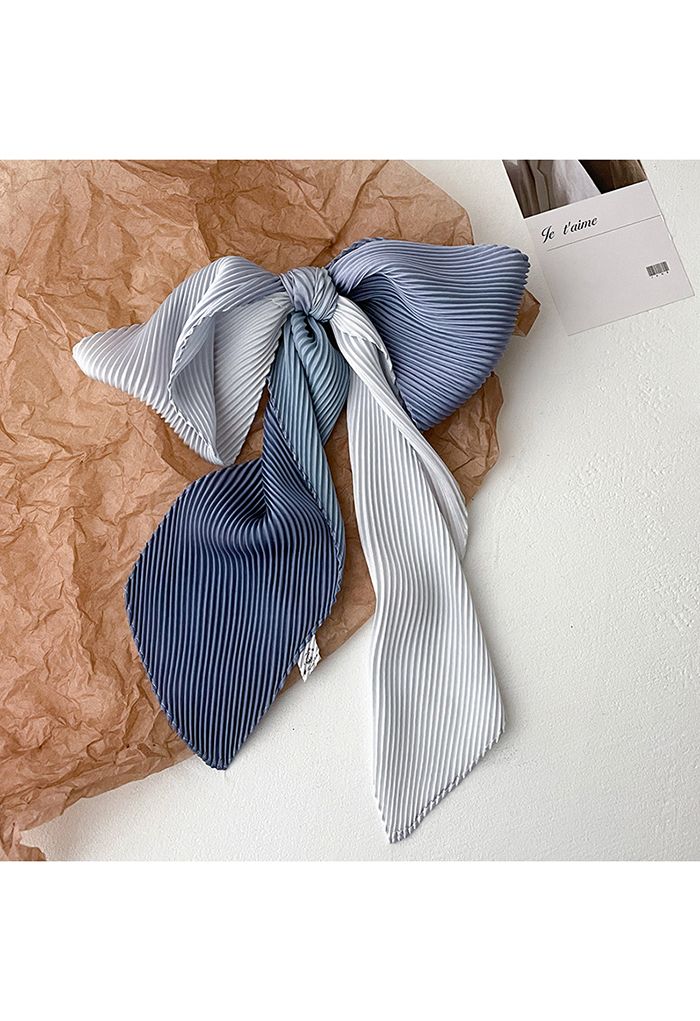 Silk Feeling Gradient Pleated Ribbon Scarf