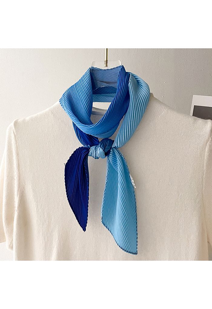 Silk Feeling Gradient Pleated Ribbon Scarf