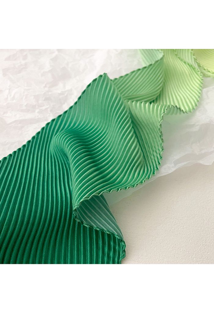 Silk Feeling Gradient Pleated Ribbon Scarf