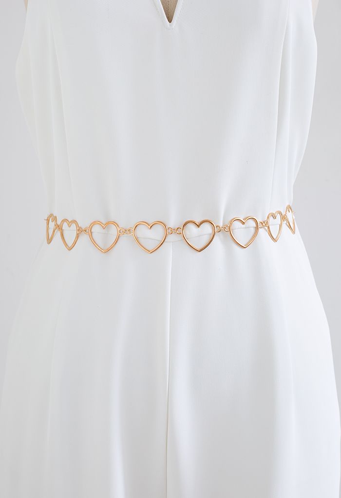 Golden Heart Shape Metal Chain Belt
