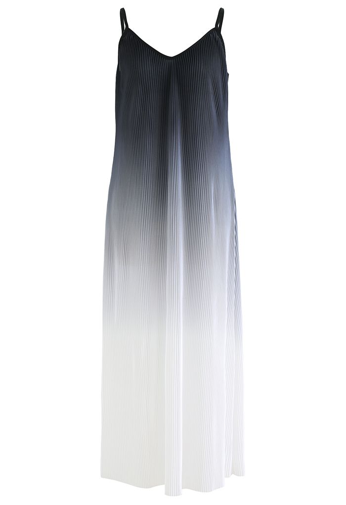 Charming Gradient Pleated Midi Cami Dress