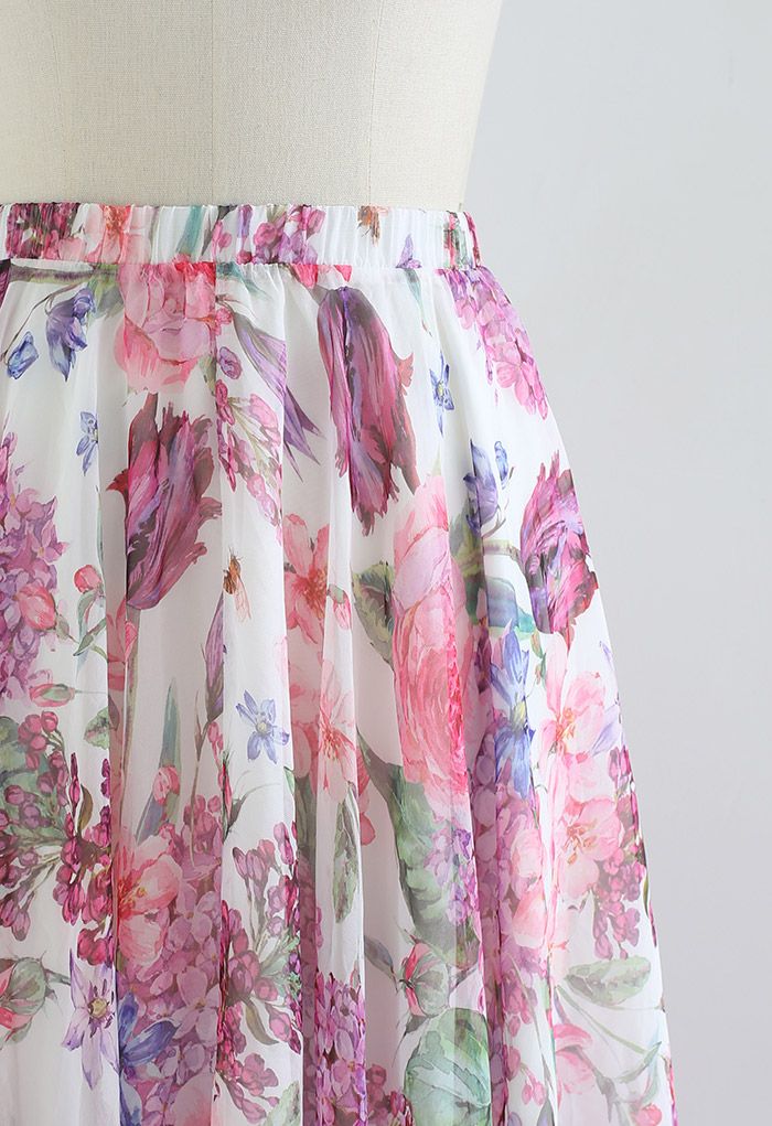 Flourish Bloom Chiffon Maxi Skirt