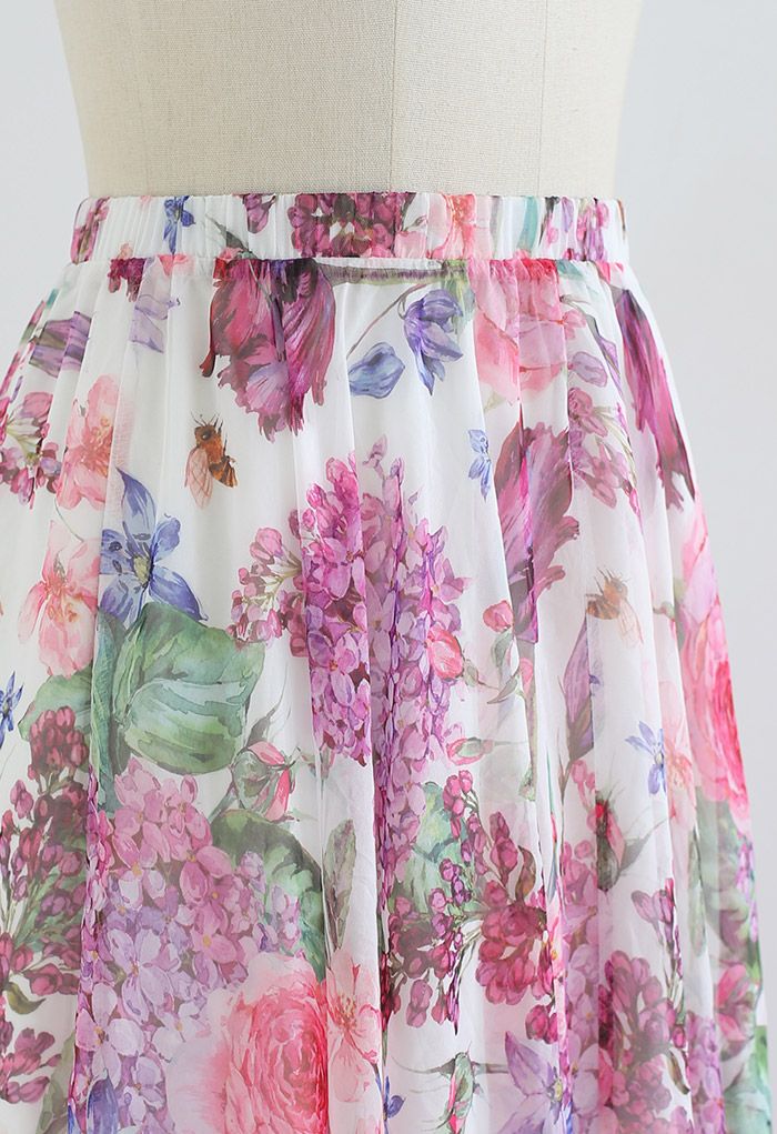 Flourish Bloom Chiffon Maxi Skirt