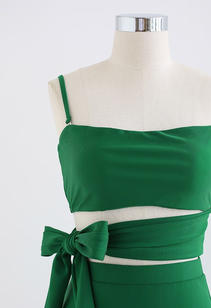 Vintage Green Bow Tie Bikini Set