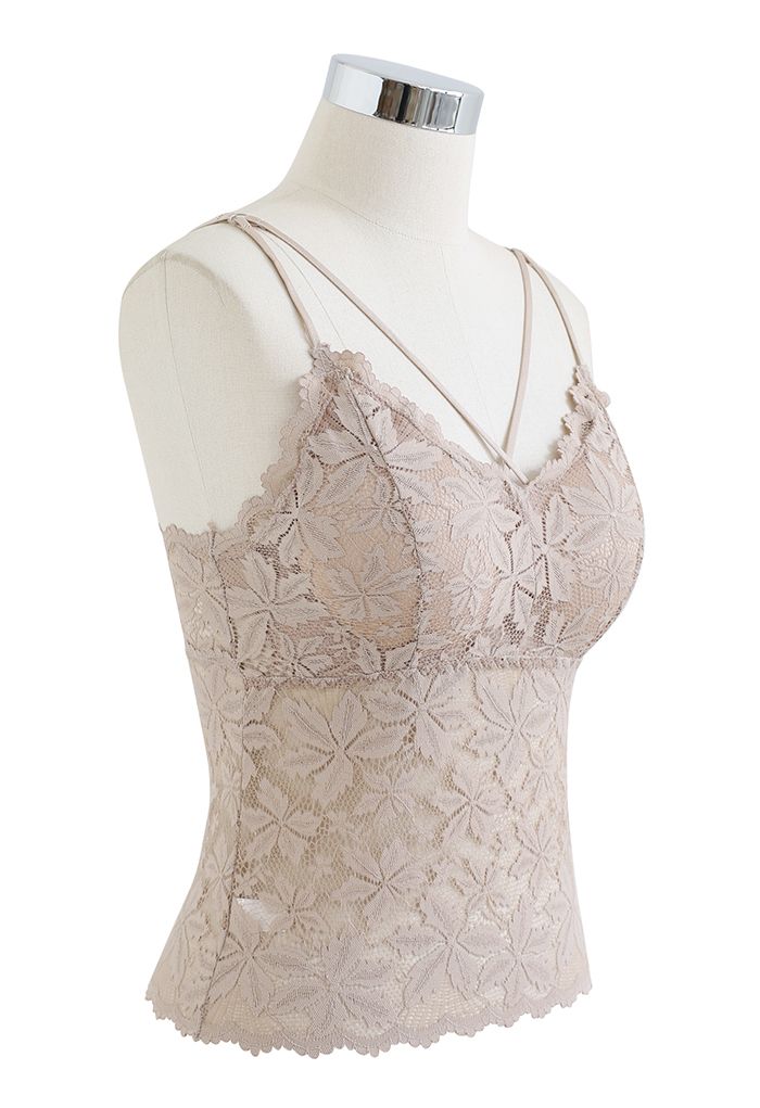 Blossom Lace Cami Bustier Top in Nude Pink