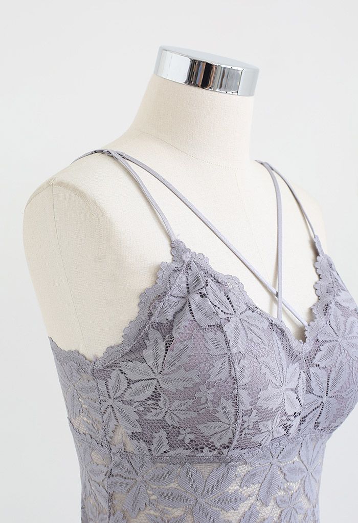 Blossom Lace Cami Bustier Top in Lilac