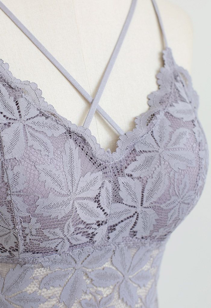 Blossom Lace Cami Bustier Top in Lilac