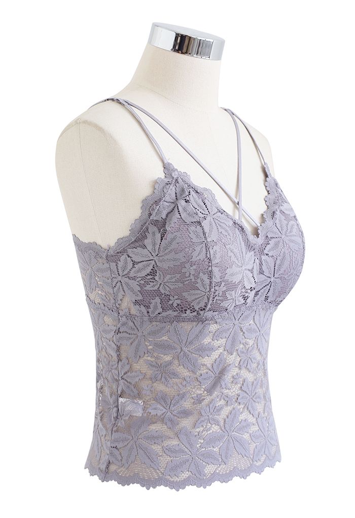 Blossom Lace Cami Bustier Top in Lilac