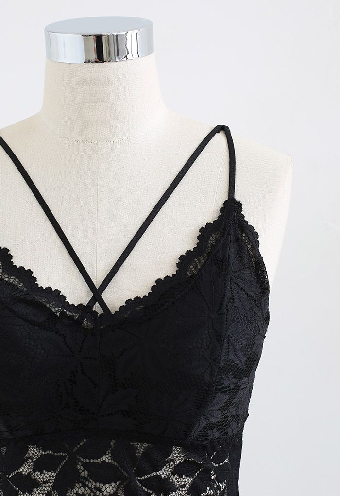 Blossom Lace Cami Bustier Top in Black