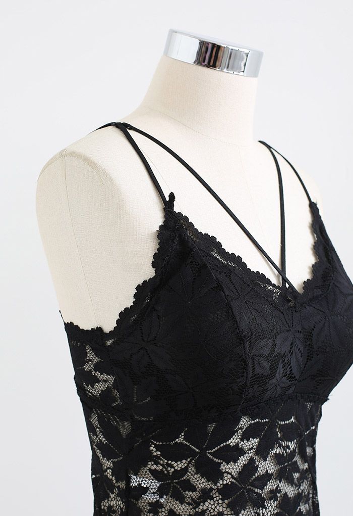 Blossom Lace Cami Bustier Top in Black