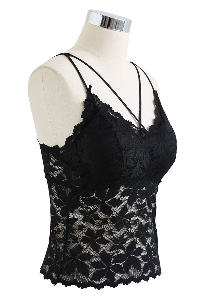 Blossom Lace Cami Bustier Top in Black