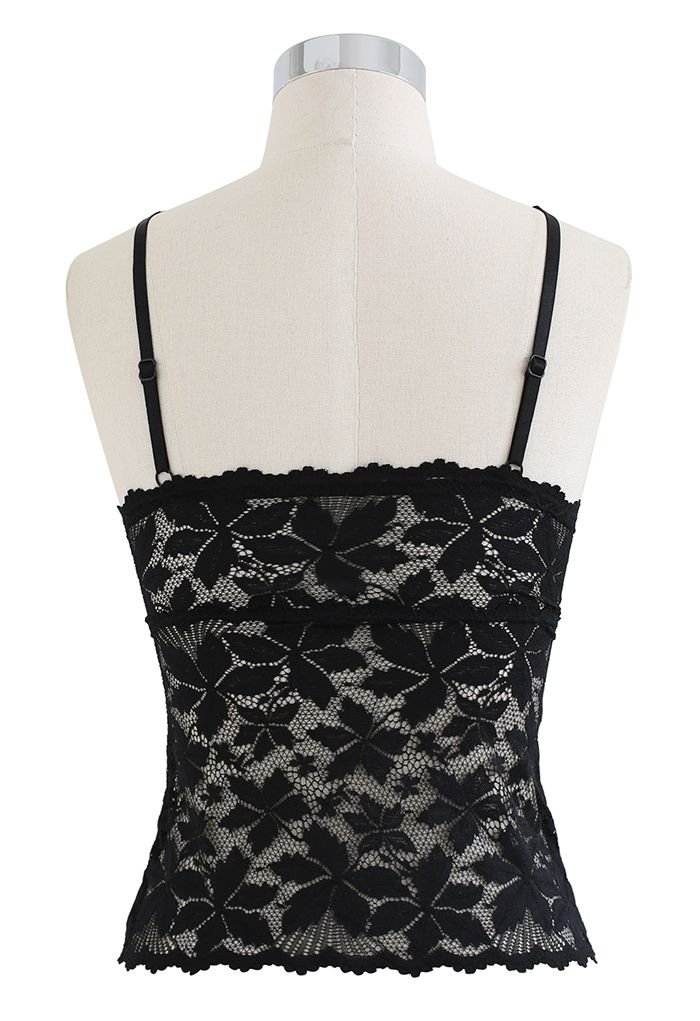 Blossom Lace Cami Bustier Top in Black