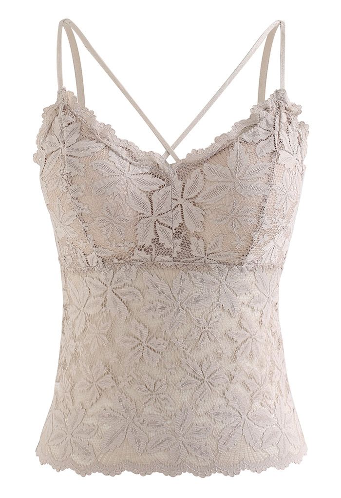 Blossom Lace Cami Bustier Top in Nude Pink