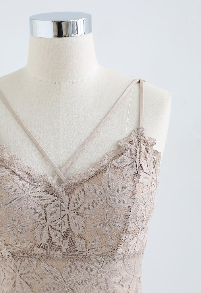 Blossom Lace Cami Bustier Top in Nude Pink