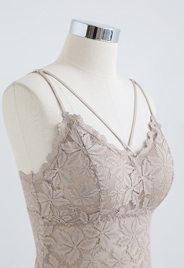 Blossom Lace Cami Bustier Top in Nude Pink