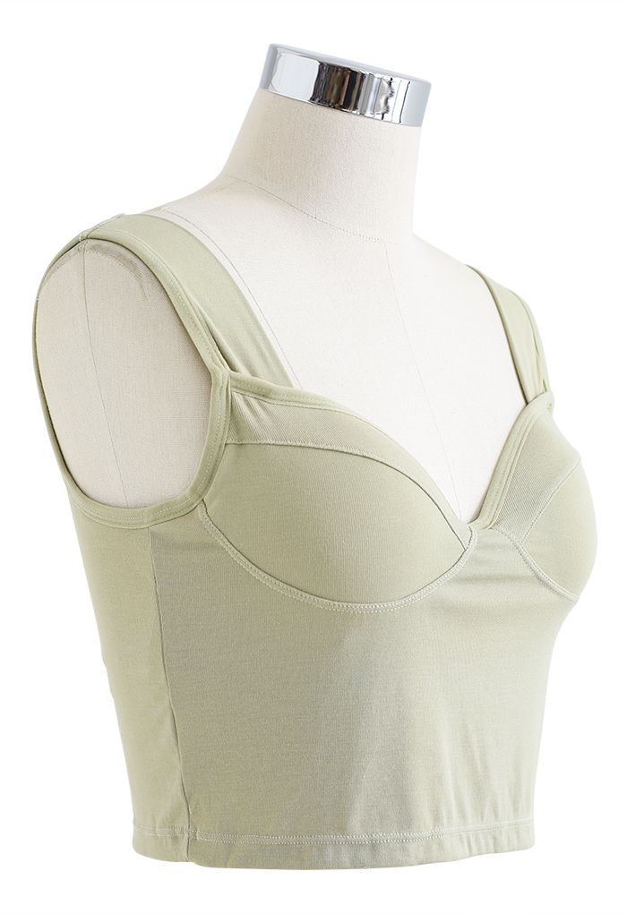 Solid Color Bustier Tank Top in Pea Green