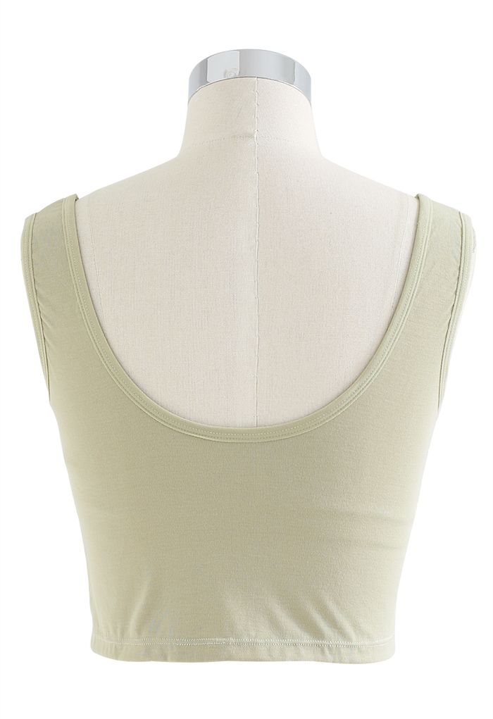 Solid Color Bustier Tank Top in Pea Green