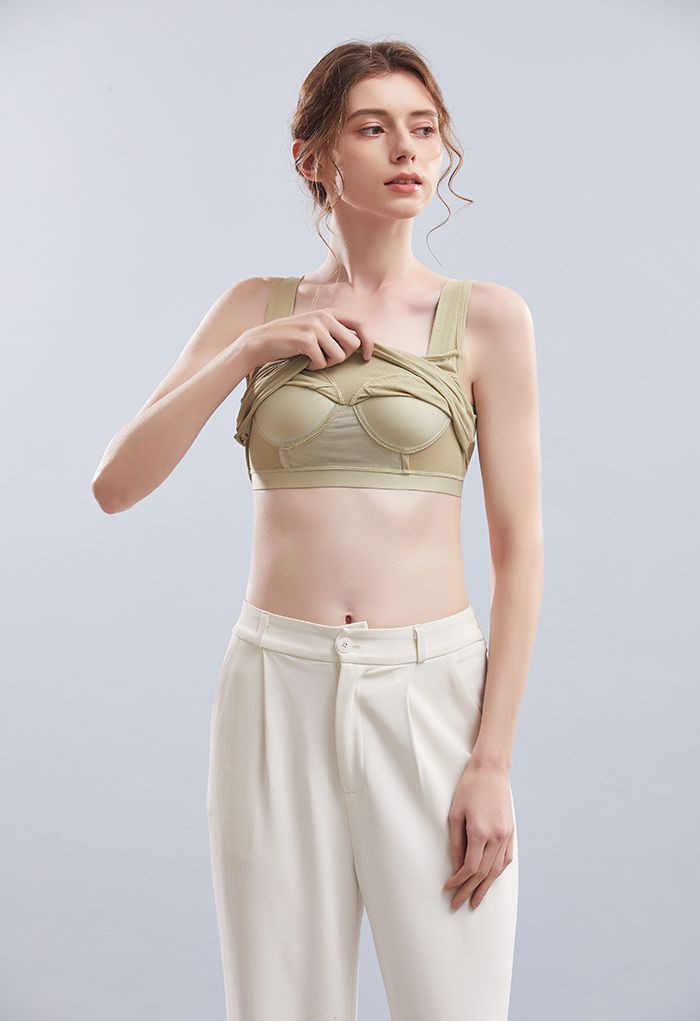 Solid Color Bustier Tank Top in Pea Green