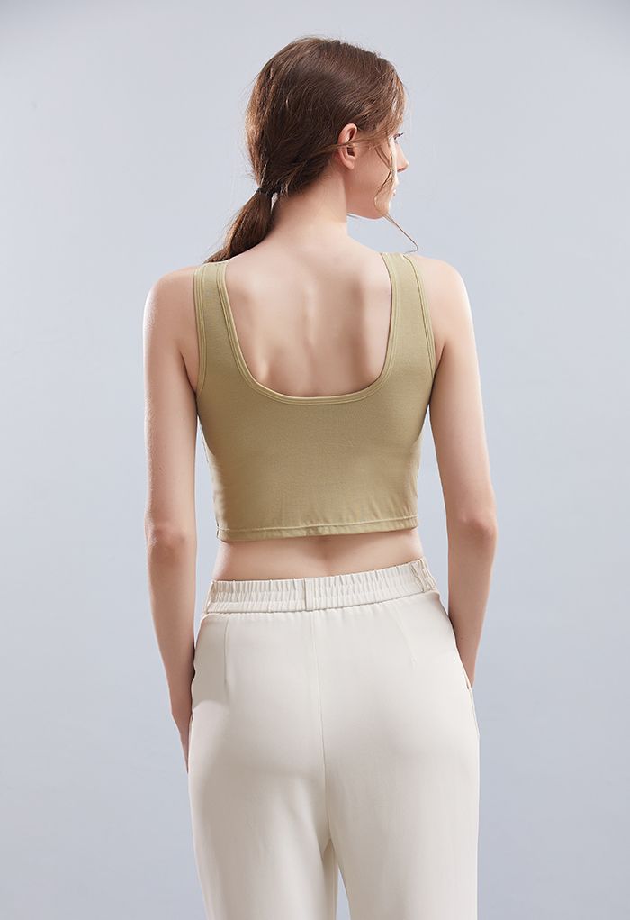 Solid Color Bustier Tank Top in Pea Green