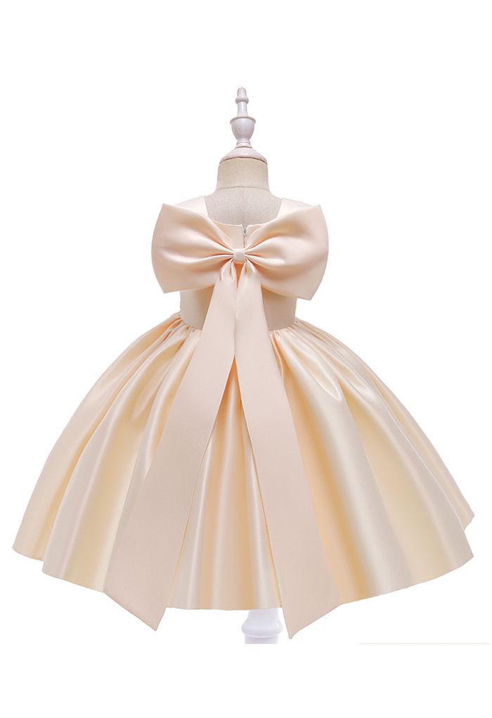 Big Bow Back Sleeveless Princess Dress in Cream For Kids