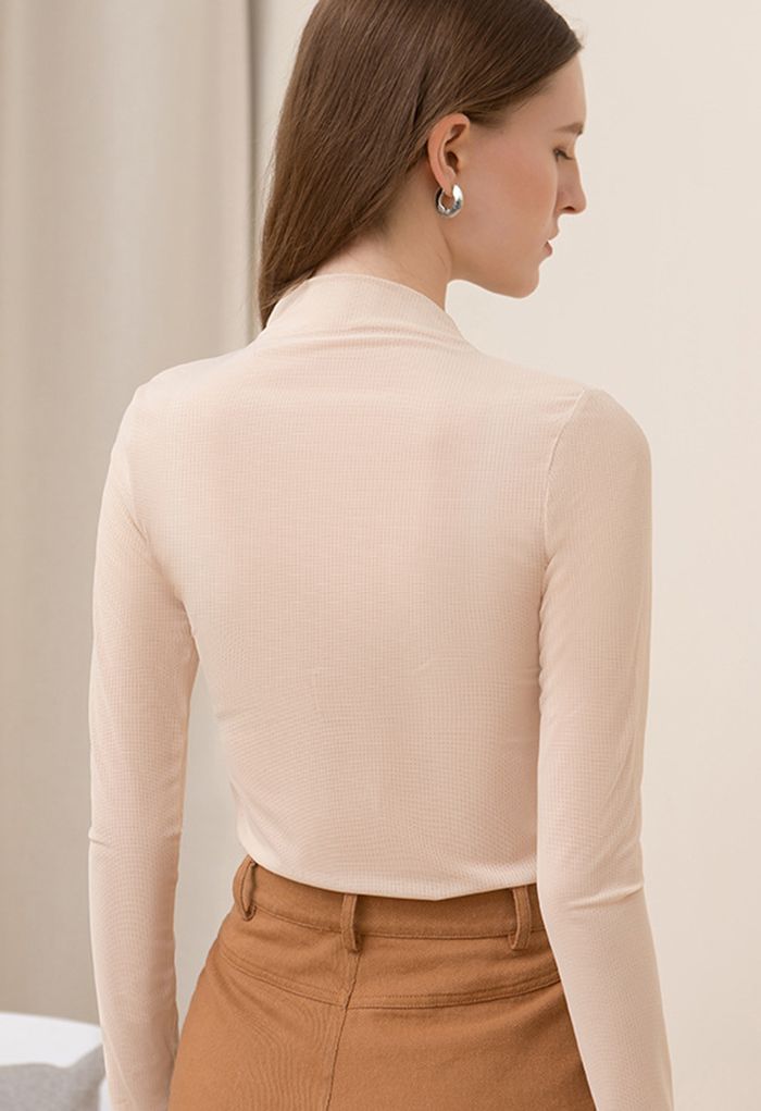 Creamy Mock Neck Fitted Top