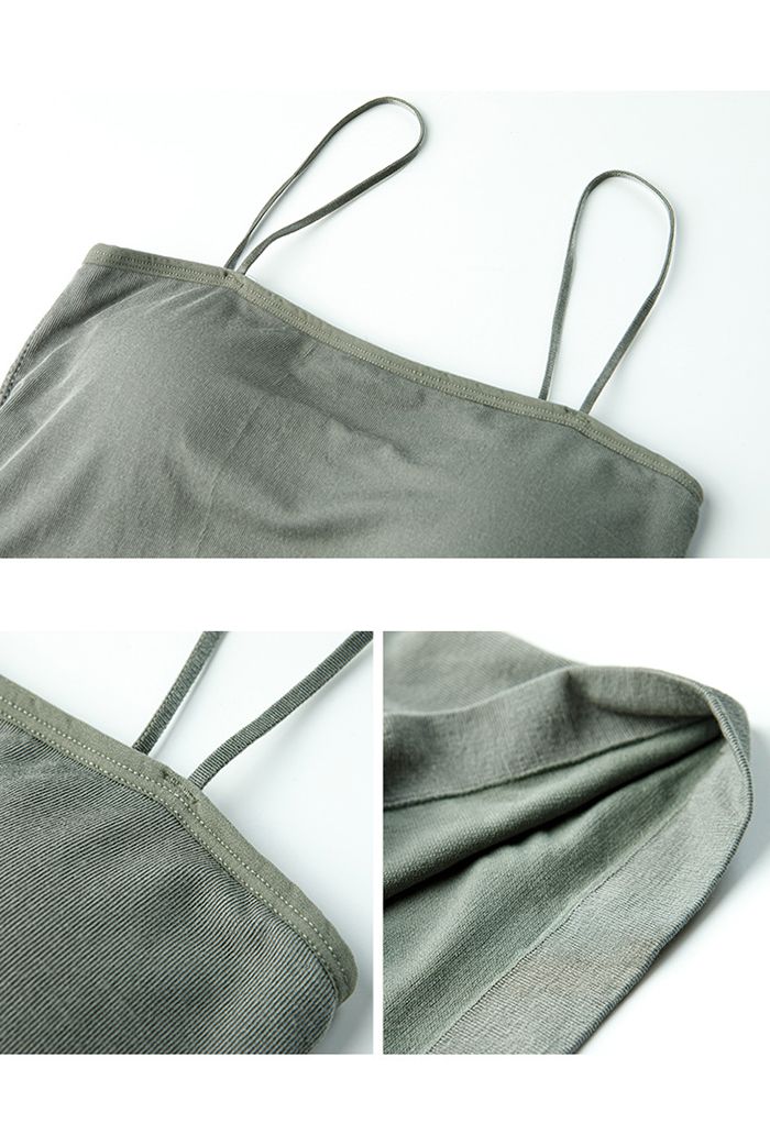 Built-in-Bra Stretchy Cami Top in Sage