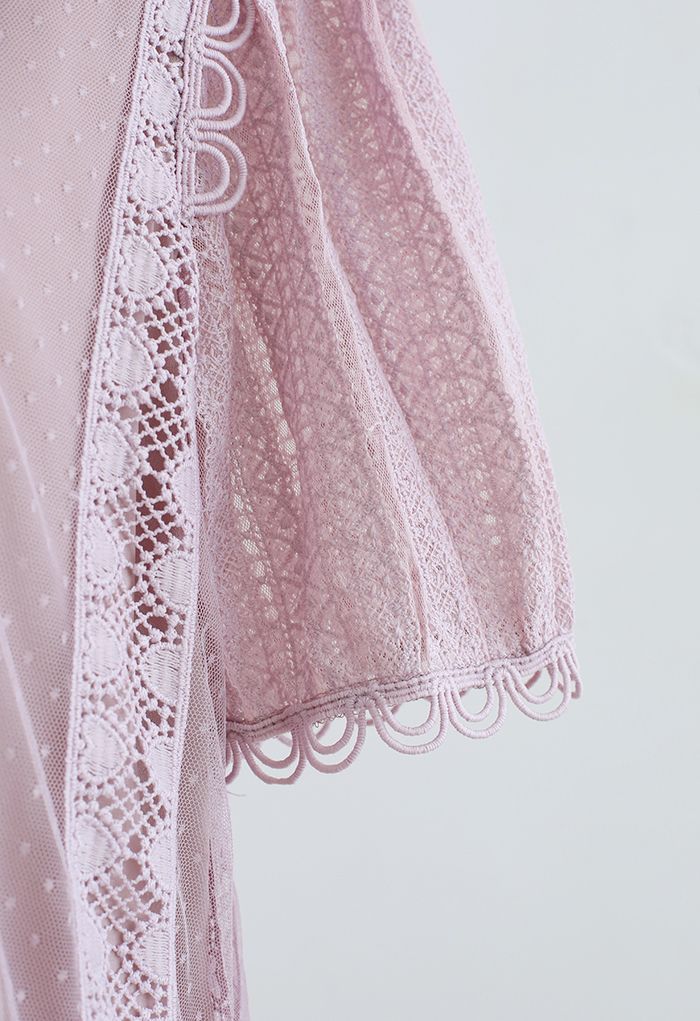 Heart Crochet Lace Top in Pink