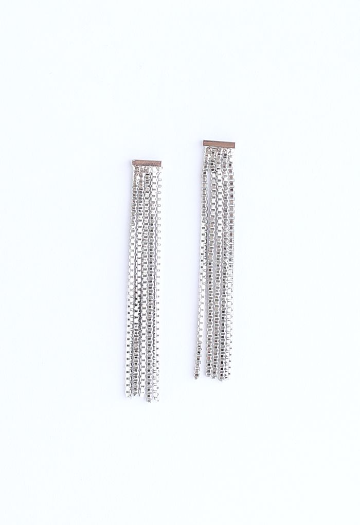 Silver Chain Tassel Earrings