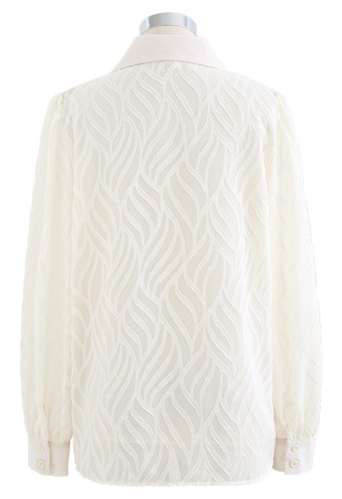 Classy Wavy Texture Slouchy Shirt in White