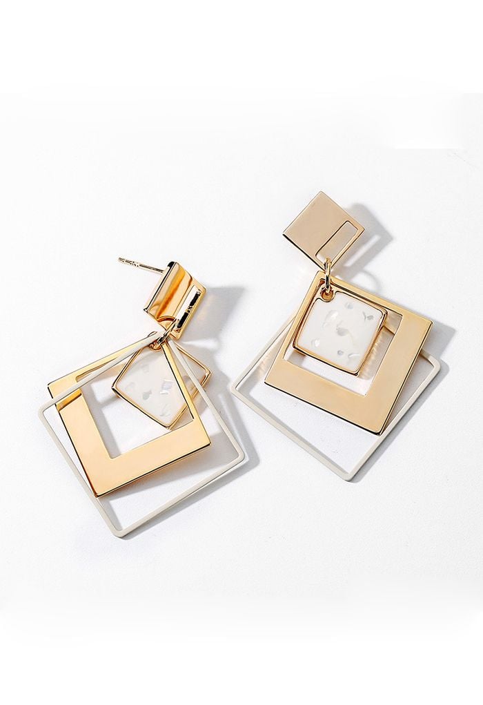 Hollow Square Shape Earrings 