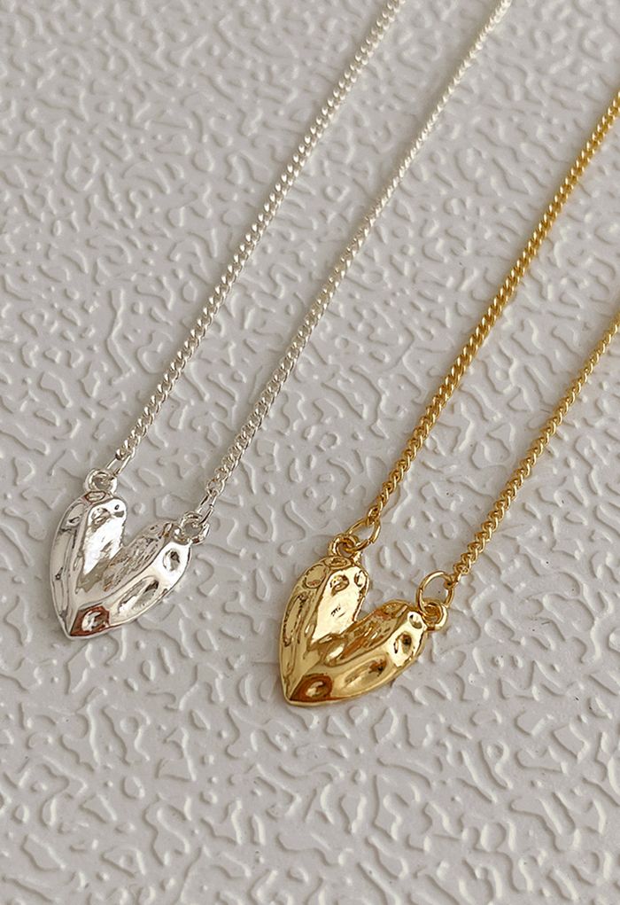 Reflective Metal Heart Simple Necklace