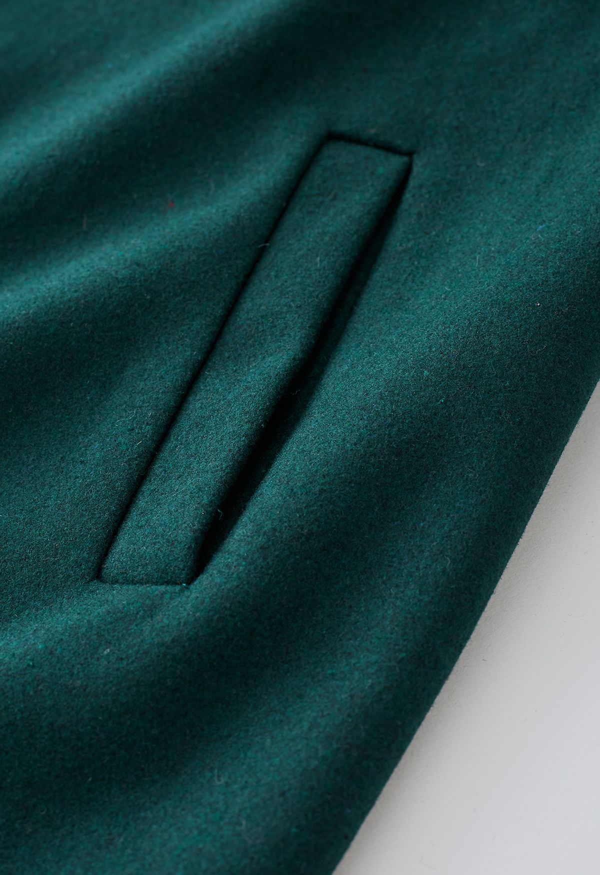 Free Myself Open Front Wool-Blend Coat in Emerald