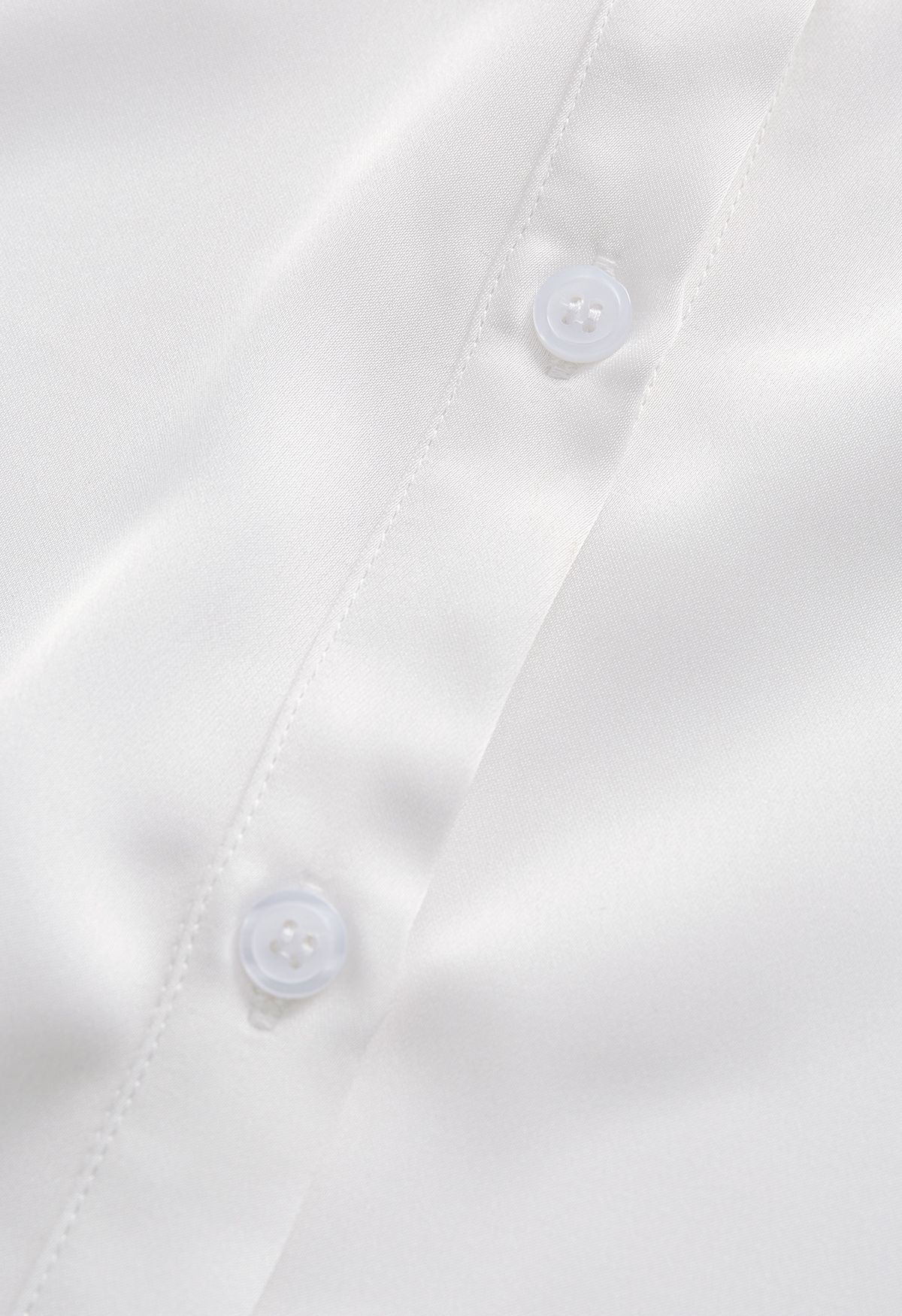 Satin Finish Button Up Shirt in White