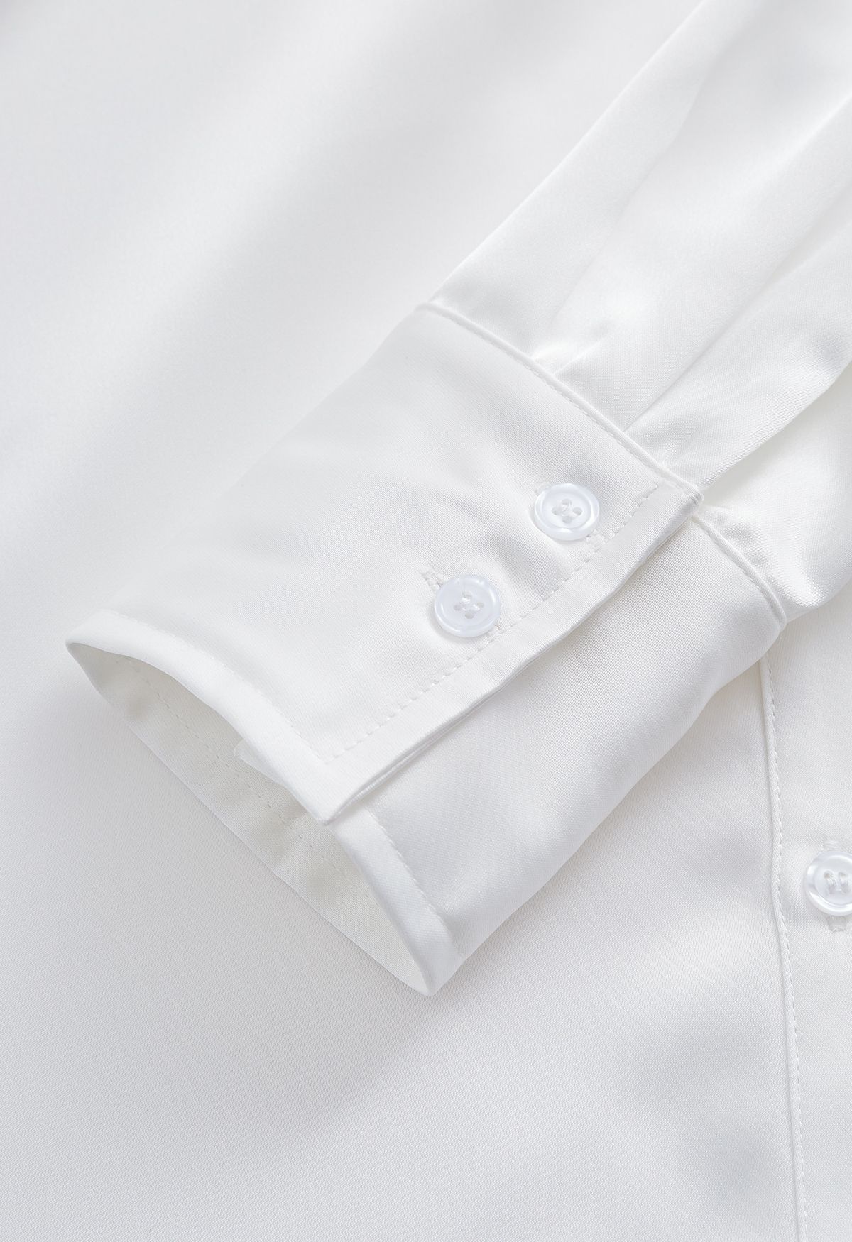 Satin Finish Button Up Shirt in White