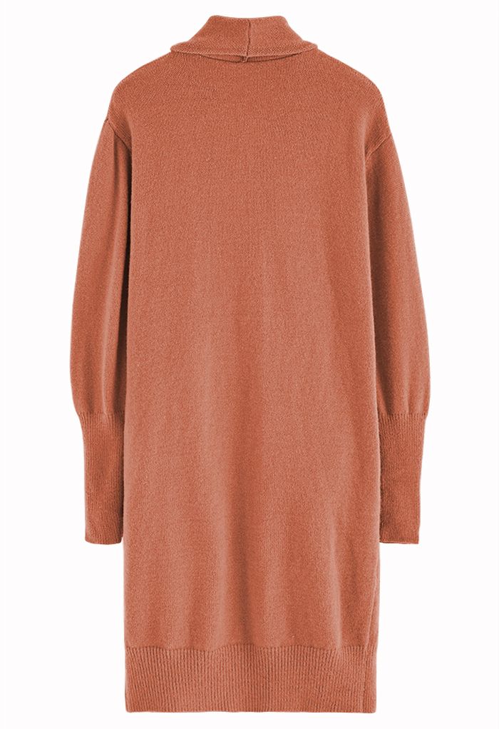 Waterfall Longline Knit Cardigan in Orange