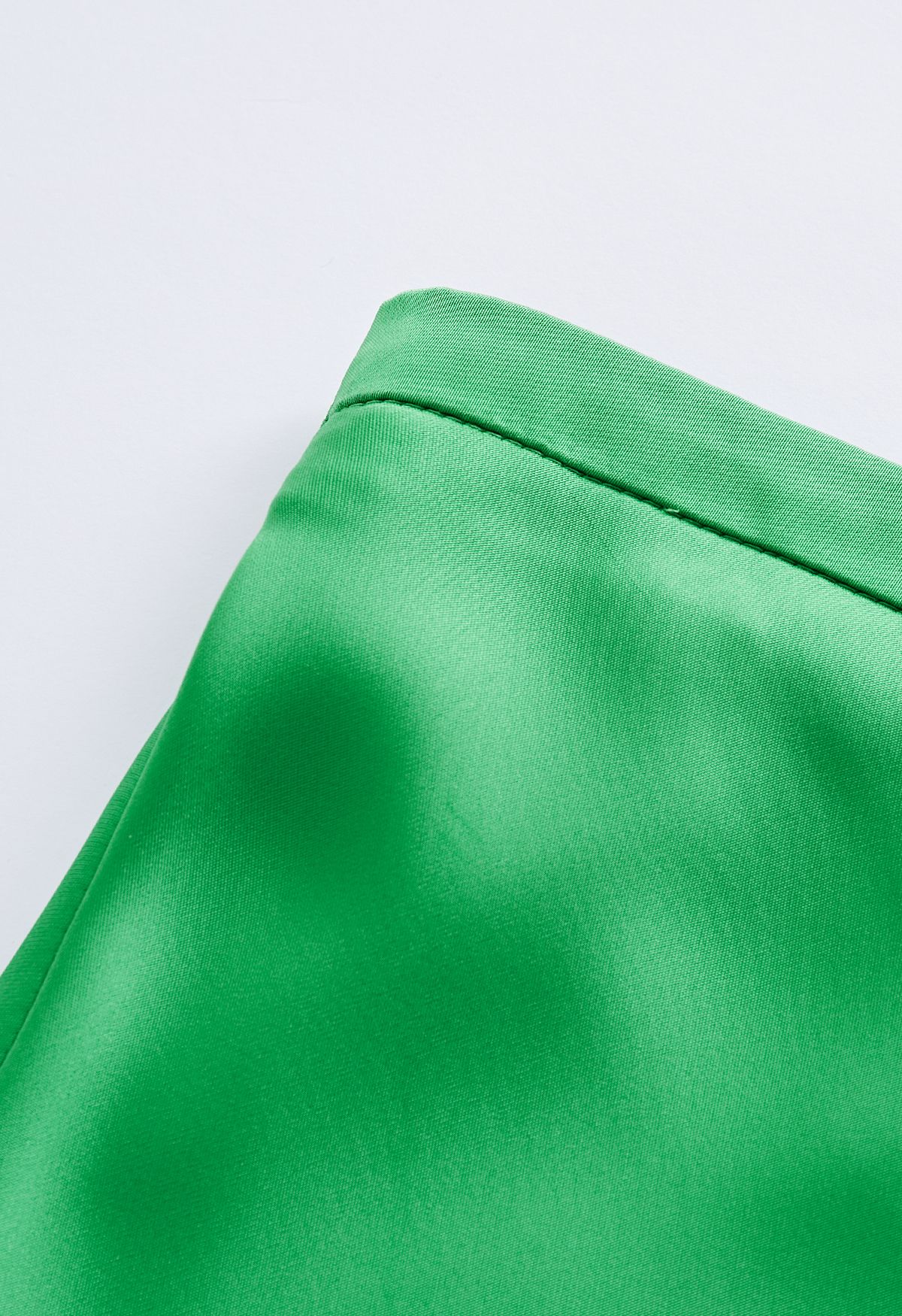 Satin Finish Bias Cut Midi Skirt in Green