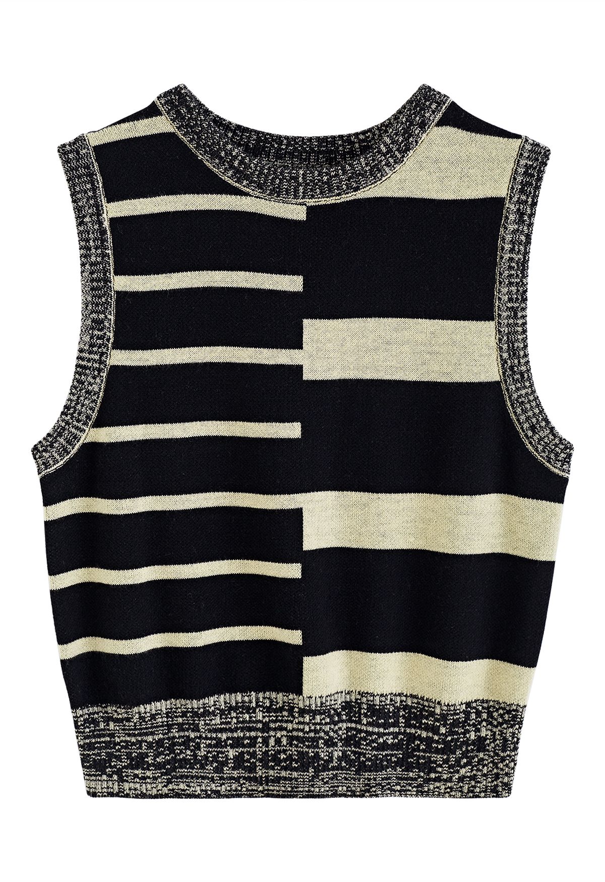 Two-Tone Keyboard Pattern Knit Tank Top in Light Yellow